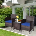 thumbnail image 1 of Patiojoy Ensemble de Mobilier de Patio en Rotin Osier 3 Pcs Ensemble de Canapé de Conversation avec Table à Café Bleu, 1 of 7