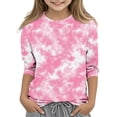 thumbnail image 3 of Plebaso Chemises Teinture sur Nœuds pour Garçons Filles Manches 3/4 Blouses Décontractées Col Rond Enfants Mode 2025 Hauts, 3 of 5