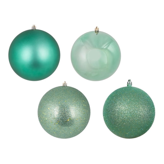 Vickerman 4.75" 4-Finish Ornement Assortiment de Boules en Mousse de Mer Vert (Lot de 4)