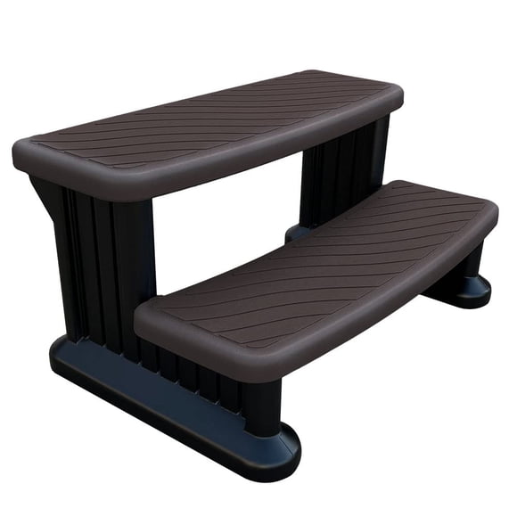 Puri Tech Universal Spa & Hot Tub Outdoor Steps No Slip Grip Support - Espresso with Black