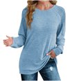 thumbnail image 1 of KIHOUT Hauts pour Femmes Printemps Hiver Mode Couleur Unie Col Rond Pull Manches Longues Chandails en Molleton Amples, 1 of 8