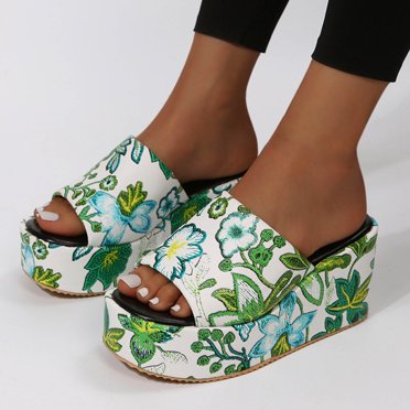 Latrodar Bedroom Slippers Women Retro Comfort Trendy Summer Shoes for Women Shower Shoes Platform Heels Slip on Sandals Beach Slippers Outdoor Breathable with Arch Support Slides for Ladies