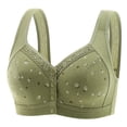 thumbnail image 2 of yoeyez Front Closure Bras for Women Button Comfortable Daisy Bras for Seniors Full Coverage No Underwire Bras with Back Support Lace Everyday Bras Green, 2 of 3