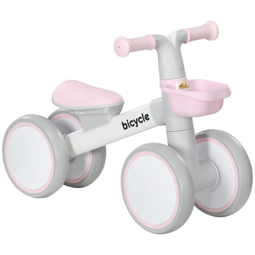 Qaba Baby Balance Bike, Toddler Balance Bike with Adjustable Seat, Pink