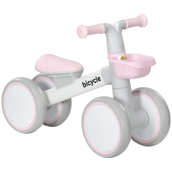 Qaba Baby Balance Bike, Toddler Balance Bike with Adjustable Seat, Pink
