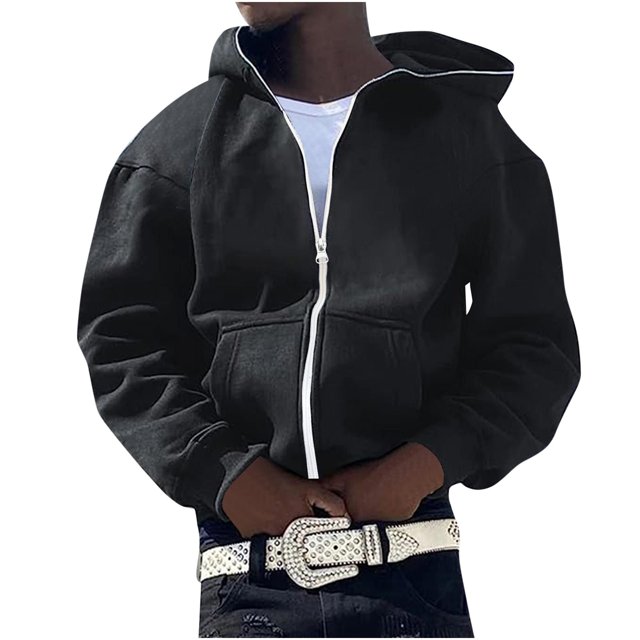 TIMIFIS Men's Zipper Hoodie Sweatshirt Jacket Fall Fashion Solid Lightweight Long Sleeve Jacket with Pockets