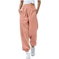 thumbnail image 1 of AherBiu Pantalon de Survêtement en Molleton pour Femmes, Ample, Taille Haute, Décontracté, Athlétique, Joggers avec Poches, Course, Gym, Entraînement, Pantalon, 1 of 6