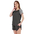 thumbnail image 4 of Inkmeso Solid 2 Pc Nightwear Set For Women Raglan Sleeves Button-Down Top & Shorts Sleepwear-61, 4 of 7