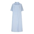 thumbnail image 4 of Fshaion Robe d'Été pour Femmes 2024 Robe Grande Taille pour Col en V Décontractée Robes d'Été Poche Genou Manches Courtes avec Poches Liquidation à Moins de 10!, 4 of 6