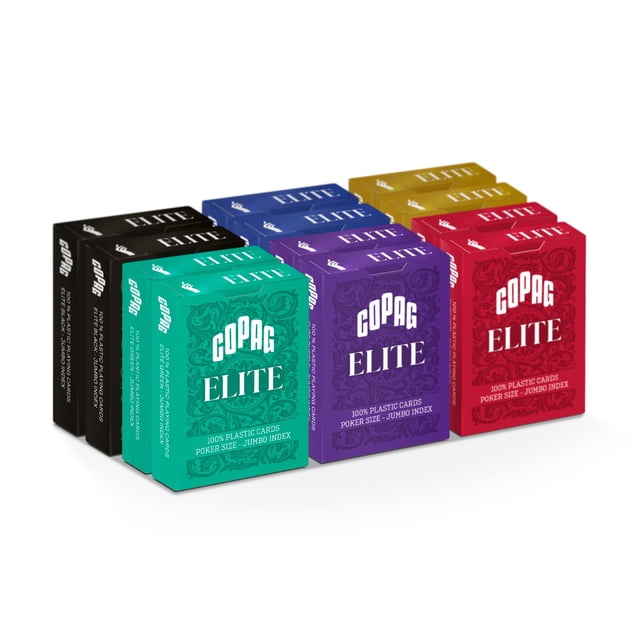 Copag Elite Cartes à Jouer 100 % Plastique, Format Poker (Standard) Index Jumbo Jeu Simple (Lot de 12)