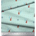 thumbnail image 3 of Soimoi Green Moss Georgette Fabric Stars & Violin Musical Instrument Print Fabric by Yard 42 Inch Wide, 3 of 5