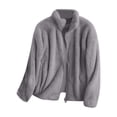 thumbnail image 3 of Kcodviy Veste en Molleton Unie pour Femme avec Poches Intérieures, Col de Veste à Fermeture à Glissière, Veste pour Femme Confortable, Vêtement d'Extérieur, 3 of 3