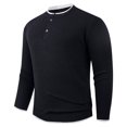 thumbnail image 2 of RXMEKW Elastic Knit Sweater For Men Solid Color Round-Neck Long Sleeve Pullover For Casual Wear Polyester Black L, 2 of 4