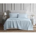 thumbnail image 3 of Ensemble de Draps Simple en Lin pour Garde-Robe – Percale de Coton 100 % Naturel, Ensemble de Draps 3 Pcs Rafraîchissant et Net pour Lit Simple, Oeko-Tex Fabriqué en Vert Durable, Poches Profondes, Doux et Respirant Qualité Hôtel – Bleu Pâle, 3 of 5