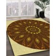 thumbnail image 3 of Ahgly Company Tapis d'Intérieur Lavable à la Machine, Carré, Transitionnel, Bordeaux Rouge, Tapis de Zone, 8 Pieds Carré, 3 of 7