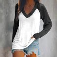 thumbnail image 2 of FAIWAD Women’s Color Block Tunic Top Long Sleeve Patchwork V Neck Plus Size Pullover Top, 2 of 4