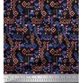 thumbnail image 1 of Soimoi Black polyester Crepe Fabric Diamond Geometric Printed Fabric 1 Yard 52 Inch Wide, 1 of 5