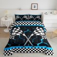 thumbnail image 1 of Erosebridal Checkered Flag Bedding Sets Twin with Comforter, Racing Car Duvet Insert, Geometric Honeycomb Decor, Lightweight 2pcs, 1 of 8