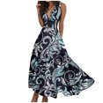 thumbnail image 1 of TJAZFJPA Robe de Collation des Grades pour Femmes Mode pour Femmes Printemps et Été Imprimée Sans Manches Col en V Fermeture Éclair Latérale Style Robe (5) Robes de Maternité pour Femmes Longue Robe Noire, 1 of 7