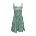 thumbnail image 5 of Pisexur Robes d'Été pour Femmes Robe Bohème à Imprimé Floral Sans Manches à Encolure Carrée à Larges Bretelles Robe Midi Tunique Taille Haute Robe Trapèze Mini Décontractée Élégante Fluide Hawaïenne de Plage avec Poche, 5 of 5