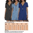 thumbnail image 4 of Innerwin Short Mini Dresses Solid Color Ladies Denim Dress Holiday Side Pocekts Simple Sundress Dark Blue XL, 4 of 4