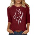 thumbnail image 2 of Baikeli Liquidation pour Femmes Hauts à Manches 3/4 pour Femmes Blouses Décontractées à Imprimé Animal d'Été Chandail Uni Ample T-Shirts à Col Rond Cardigan à Manches 3/4 pour Femmes, 2 of 4