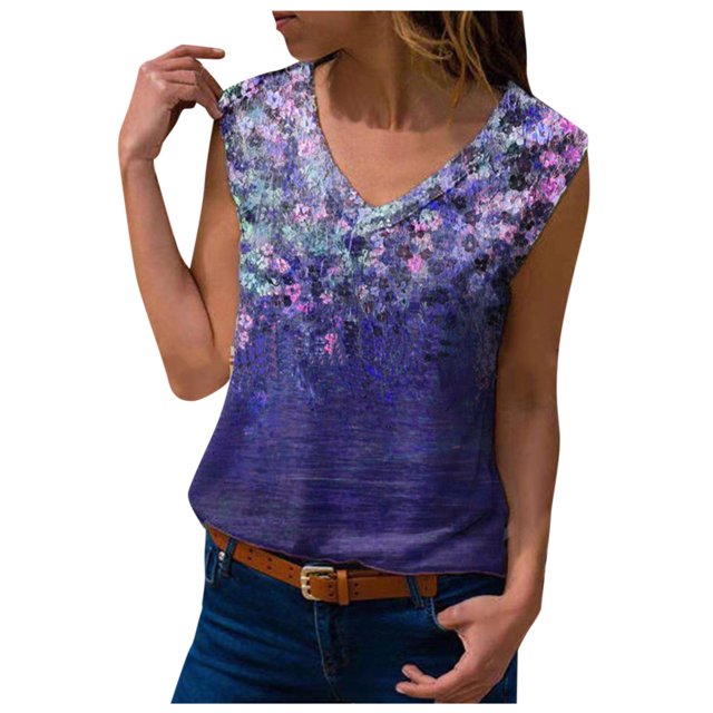 Fridja Femmes Casual V-Cou Imprimé Top Chemisier Camisole
