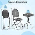 thumbnail image 3 of Costway 3pcs Patio Bistro Set Outdoor Conversation Furniture Table & Folding Chair, 3 of 10