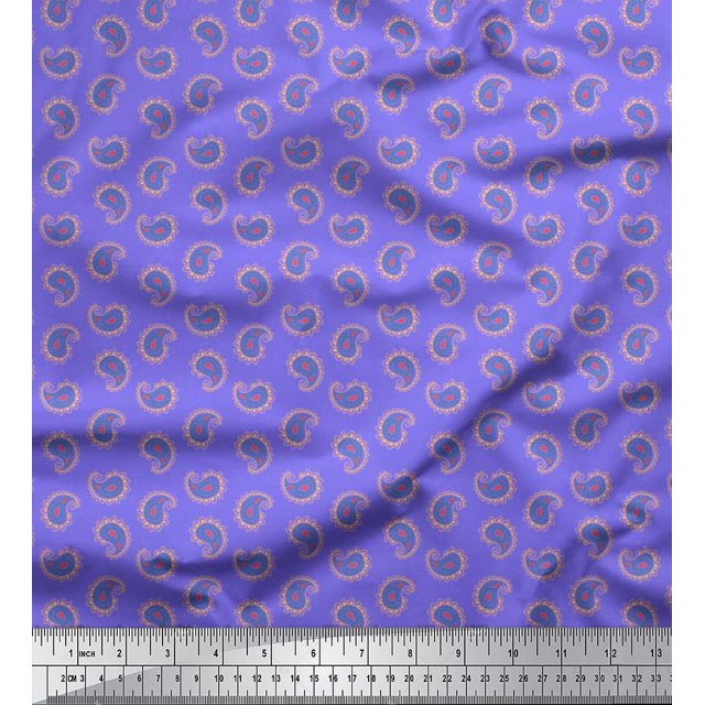Soimoi Cotton Poplin Fabric Artistic Paisley Printed Fabric 1 Yard 56 Inch Wide