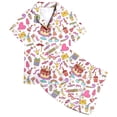 thumbnail image 1 of Luvoko Tween Kids Girls Cake Pattern Printed Short Sleeve Button Down Pajamas Shorts Set Sleepwear Outfits Baby Robe Girl Footless Pajamas Girl Elephant Baby Boy Clothes Wedding Robe Robe Kid Girls, 1 of 4