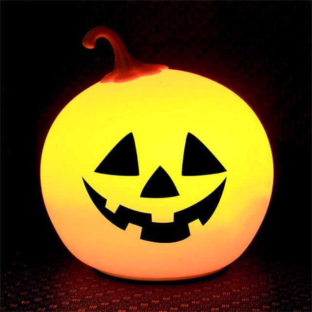 TopLLC Remote Control Silicone Night Light,Pumpkin Lantern Halloween USB Colorful Charging Light Holiday Night Light