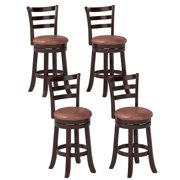 Costway 26" Counter Height Swivel Barstools Set of 4 with Back, Faux Leather Seat for Pub
