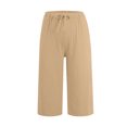 thumbnail image 4 of JIUKE Womens Capri Pants Drawstring High Waisted Capris Straight Wide Leg Summer Fitted Cropped Lounge Trousers, 4 of 5