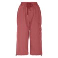 thumbnail image 2 of Plebaso Pantalon Capri Cargo pour Femmes, Joggers de Randonnée Légers à Cordon, Capris de Travail d'Extérieur avec Poches, 2 of 6