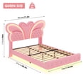 thumbnail image 4 of Homfa Queen Size Velvet Upholstered Bed with LED Lights, Floating Platform Bed Frame with Butterfly Crystal Button Tufted Headboard, Pink, 4 of 7