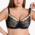 thumbnail image 2 of YANDW Lace Full Coverage Bra for Women Underwire Support Plus Sizes Bras with Padding Lift, Black 44DDD, 2 of 6