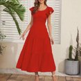 thumbnail image 1 of mtvxesu Robes pour Femmes, Robe Confortable à Manches Courtes Unie de Printemps/été à la Mode pour Femmes, Robes d'Invitée de Mariage, 1 of 5