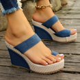 thumbnail image 2 of XIAQUJ Nouvelles Sandales à Talon Compensé à Semelle Épaisse à Bout Ouvert pour Femme Sandales pour Dame Pantoufles pour Femmes Sandales pour Femmes 2024 Bleu 7, 2 of 9