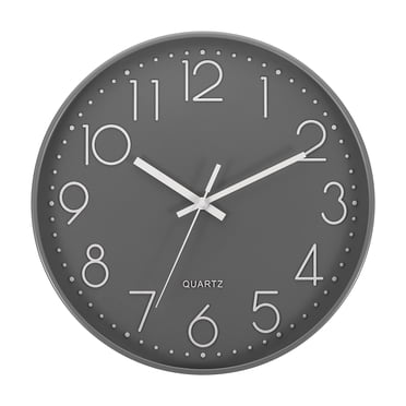 Uxcell Horloge Murale 12 Pouces à Piles Silencieuse Sans Tic-Tac, Ronde, Gris
