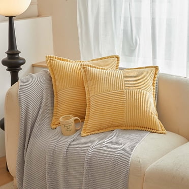 RKSTN Throw Pillows Solid Color Corduroy Corn Patchwork Crimped Pillow Cushion Cover Soft Throw Pillows for Couch Living Room Outdoor,Decorative Pillowcase