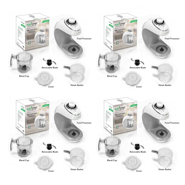 NutriChef Electric Baby Food Maker Puree Food Processor Blender Steamer (4 Pack)