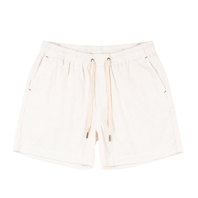 Sentmoon Mens Corduroy Shorts Lightweight Elastic High Waist Bathing Suit Straight Drawstring Solid Color 2025 Summer Athletic Shorts with Pockets Athletic for Leisure Wear White S