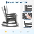 thumbnail image 4 of HDPE Outdoor Rocking Chair for Adults - All-Weather Resistant High Back Porch Rocker for Patio & Front Porch - Gray, 4 of 8