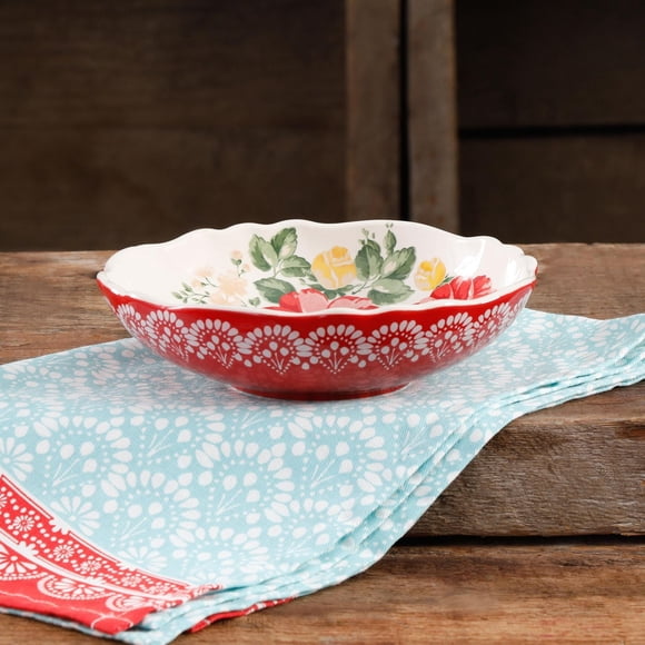 The Pioneer Woman Betsy 7.5-Inch Pasta Bowl Set, Red