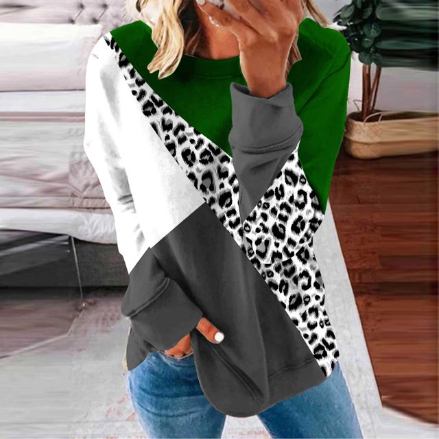 2023 Chandail en Molleton Mode pour Femmes 50 % de Réduction Liquidation Col Rond Mode Décontractée Manches Longues Imprimé Chandail en Molleton Haut Blouse