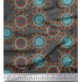 thumbnail image 1 of Soimoi Gray Poly Georgette Fabric Sun Mandala Decor Fabric Printed Yard 52 Inch Wide, 1 of 1