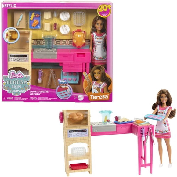 Barbie and Teresa Recipe for Friendship Teresa Doll & Kitchen Playset with 20+ Accessories