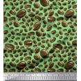 thumbnail image 1 of Soimoi Green Viscose Chiffon Fabric Coffee Beans Food Print Sewing Fabric Yard 42 Inch Wide, 1 of 1