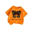 thumbnail image 3 of LUOGENLI T-Shirt pour Filles Enfant Filles Mignon Graphique Col Rond Manche Courte Tee Été Décontracté T-Shirt Chemises pour Filles Midi Chemises Crayon Orange 5-6 Ans, 3 of 5