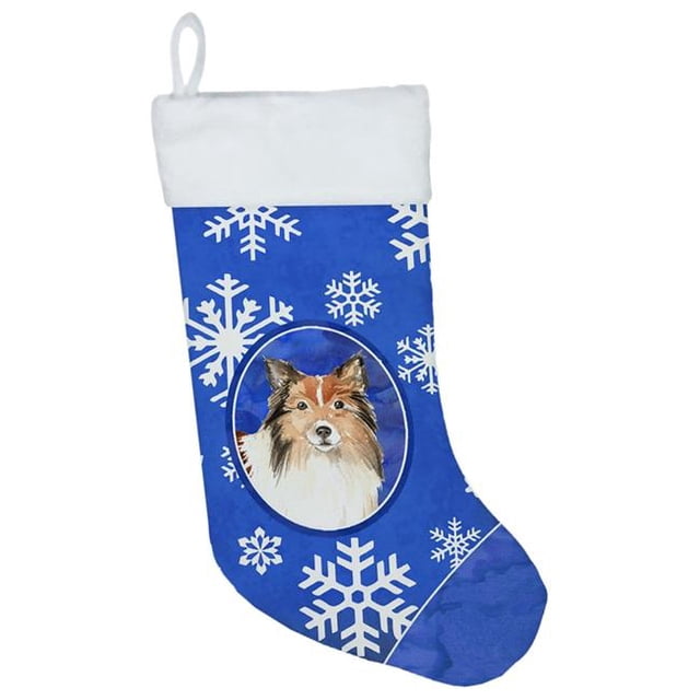 Carolines Treasures CK3902CS Sheltie Winter Snowflakes Christmas Stocking